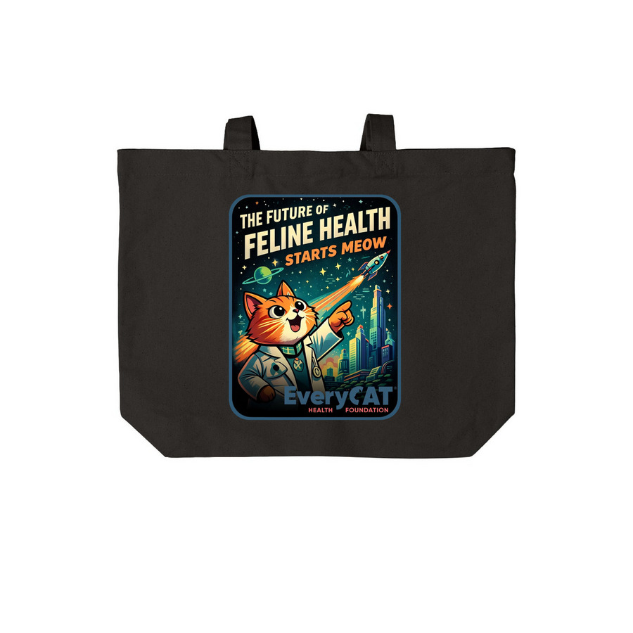 The Future of Feline Health Bag&nbsp;, a Deep Black Cotton Canvas Tote Bag