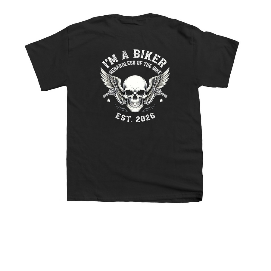 Bikers Unite., a Black Youth Unisex Tee (back-view)
