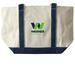 Warner Mechanical Tote Bag, a Natural/Navy Large Two-Tone Canvas Tote Bag
