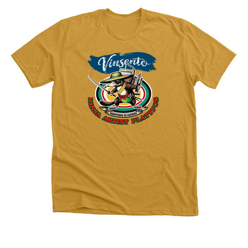 Vinsento ? Ninja Artist Platypus, a Heather Mustard Premium Unisex Tee