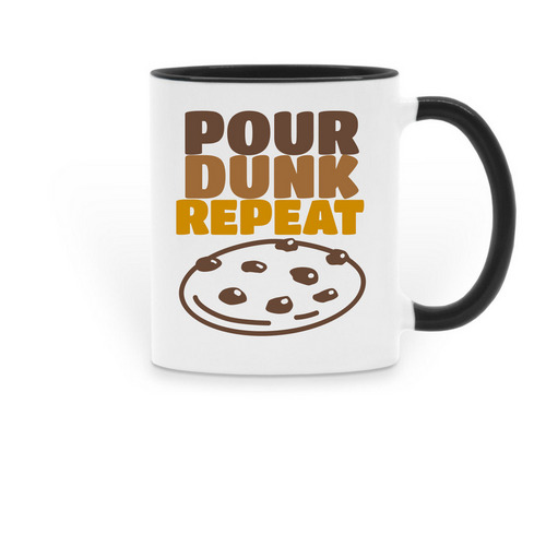 Cre's Desserts Pour Dunk Repeat, a Black Two-Tone Ceramic Mug