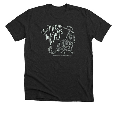 Be Nice to Dogs shirt, a Dark Grey Heather Premium Unisex Tee