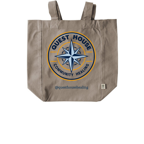 QH Logo tote, a Pumice Recycled Cotton Tote Bag