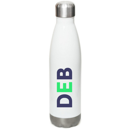 DEB Water Bottle, a White Stainless Steel Water Bottle