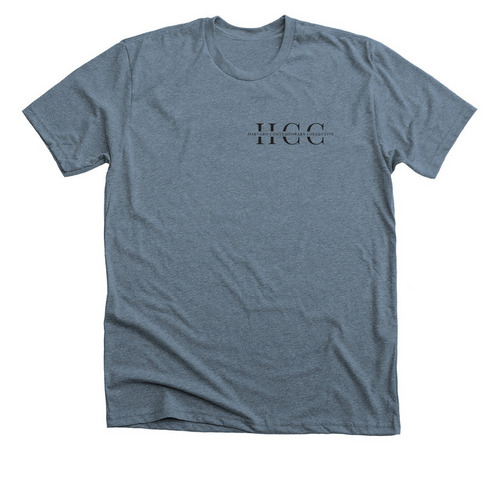 HCC Petite Black Logo Design, a Heather Slate Premium Unisex Tee