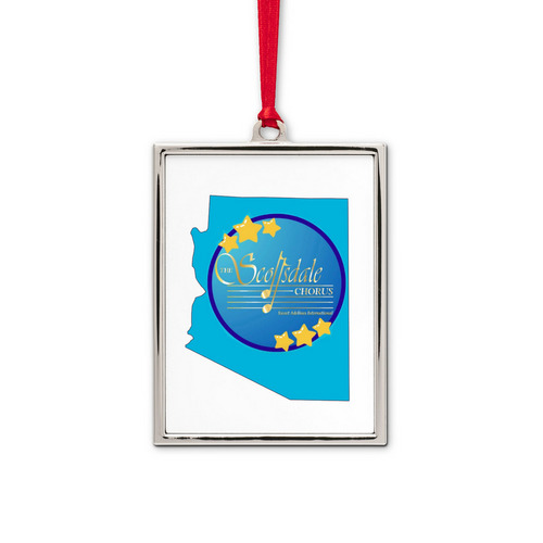 Holiday Ornament, a White Silver Portrait Frame Ornament