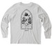 God Comes Where He's Wanted, a Cool Heather Grey Stanley/Stella Unisex Creator 2.0 Long Sleeve Tee (back-view)