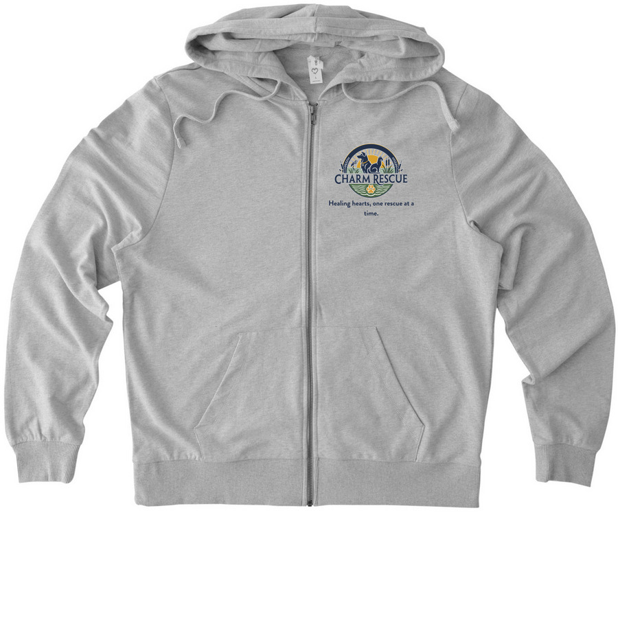 CHARM Rescue Zip Up&nbsp;, a Granite Grey Heather Allmade Organic French Terry Zip Up Hoodie