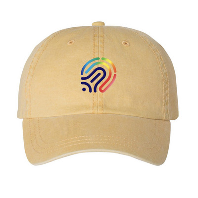 Ring Out Hat, a Mustard Printed Pigment Dye Baseball Cap