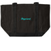 Logotype tote bags (teal logo), a Black/Black