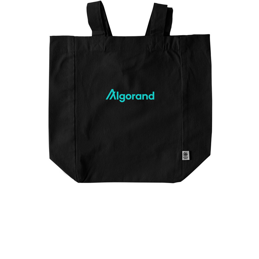 Logotype tote bags (teal logo), a Black Recycled Cotton Tote Bag