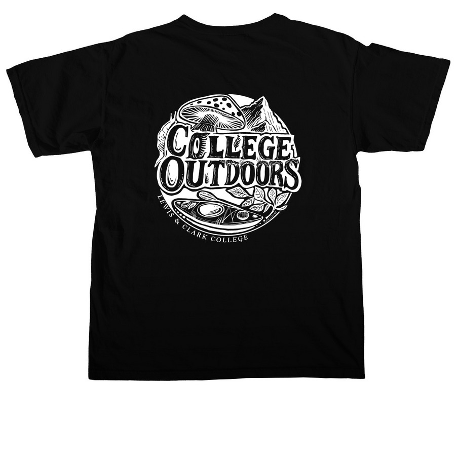 DARK COLORS College Outdoors Circle Logo Tops, a Black Comfort Colors Unisex Tee (back-view)