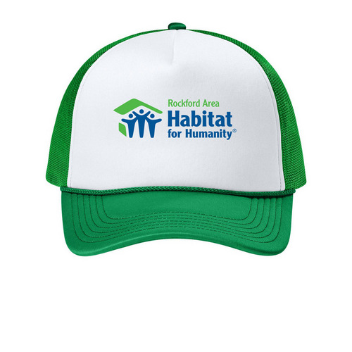Habitat Logo Hats, a White/ True Kelly Green Printed Foam Trucker Hat