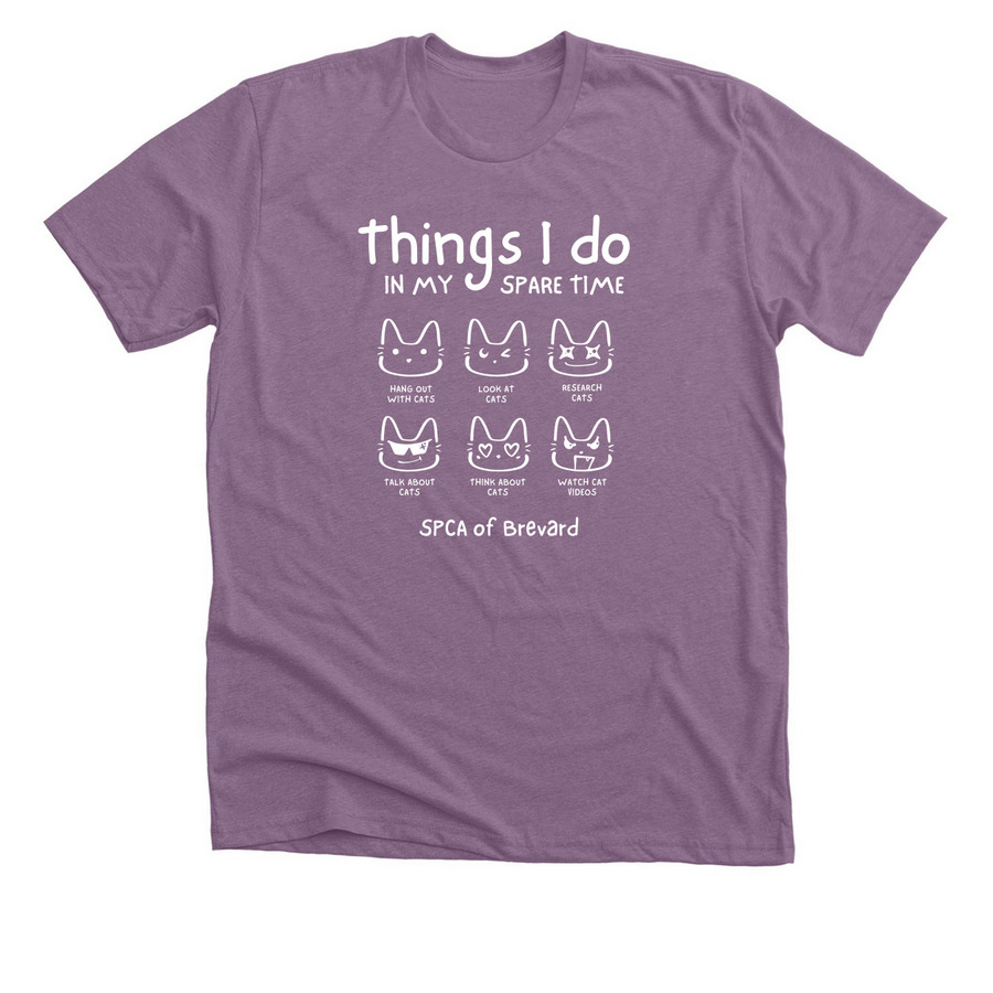 Things I Do In My Spare Time, a Heather Purple Premium Unisex Tee