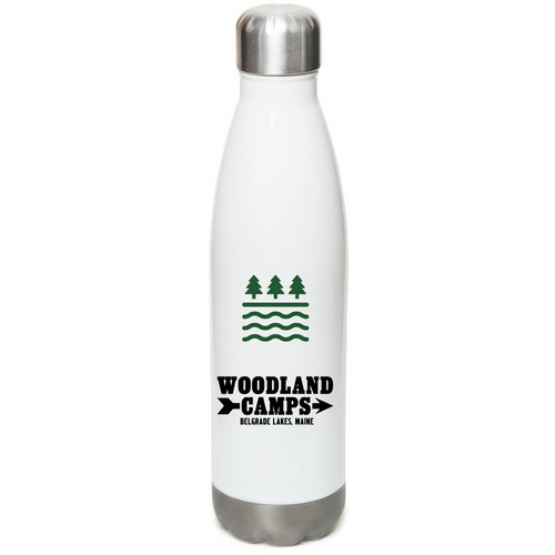 Woodland Camps Water Bottle, a White Stainless Steel Water Bottle
