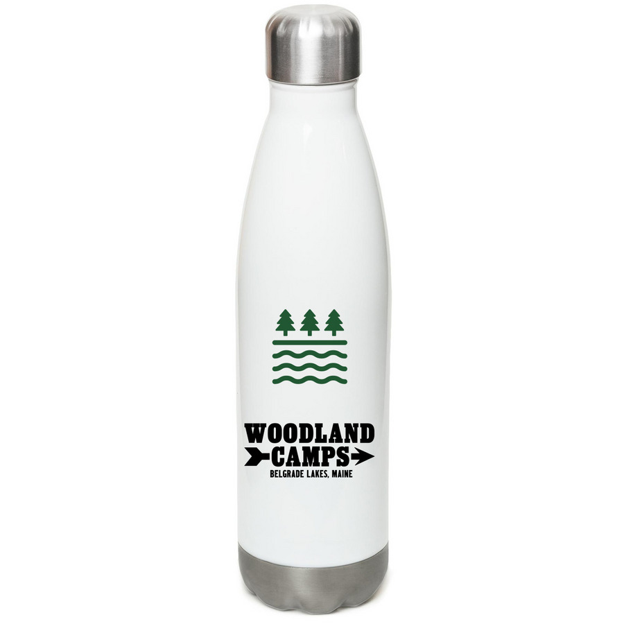 Woodland Camps Water Bottle, a White Stainless Steel Water Bottle