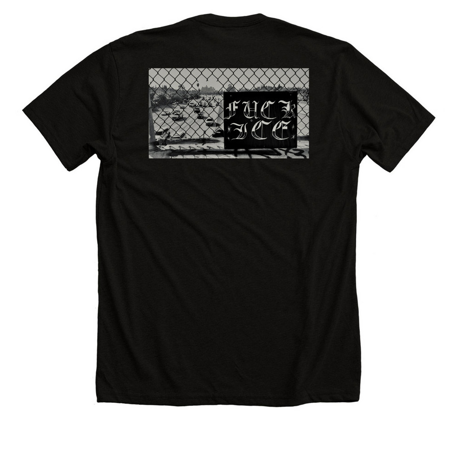 Fuck ICE, a Solid Black Blend Premium Unisex Tee (back-view)