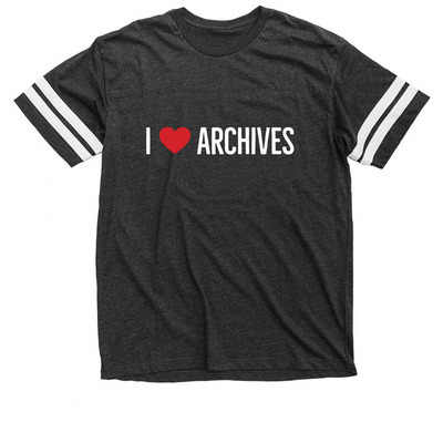 I Love Archives, a Vintage Smoke / White Football Jersey Tee