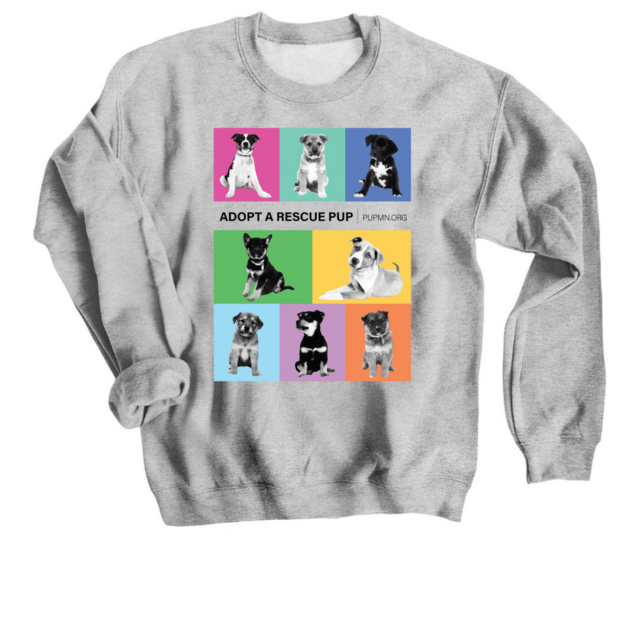 Adopt A Pup Crewneck, a Sport Grey Crewneck Sweatshirt