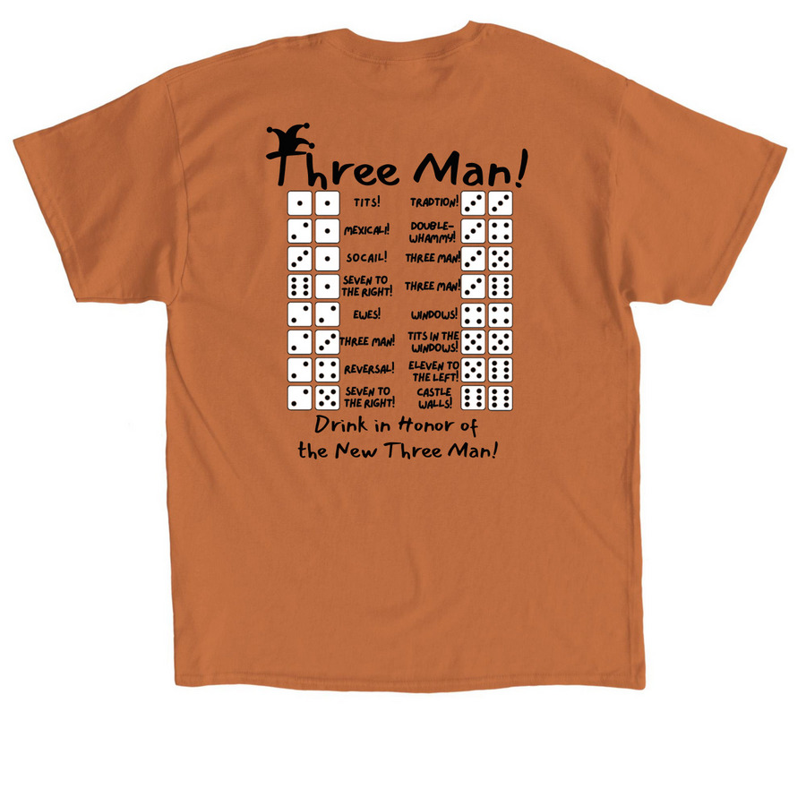 Three Man!, a Texas Orange Classic Unisex Tee (back-view)