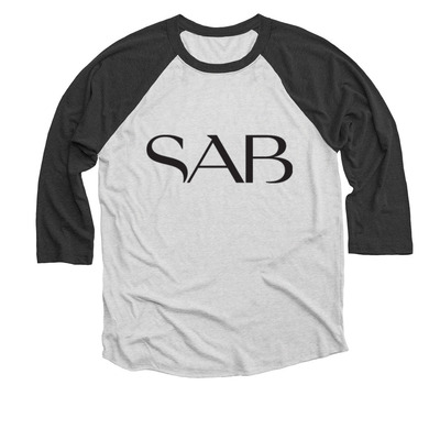 SAB Baseball Tee, a Black and Heather White 3/4 Sleeve Baseball Tee
