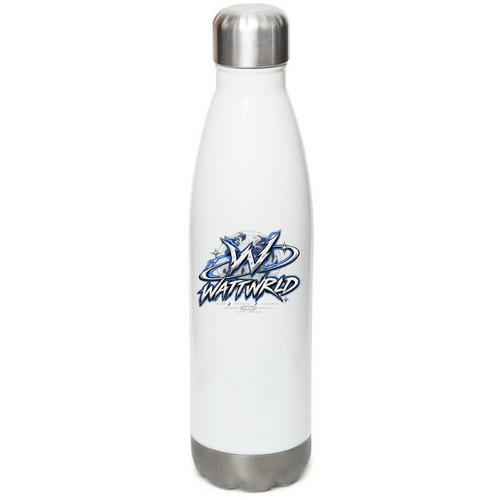 Wattwrld, a White Stainless Steel Water Bottle
