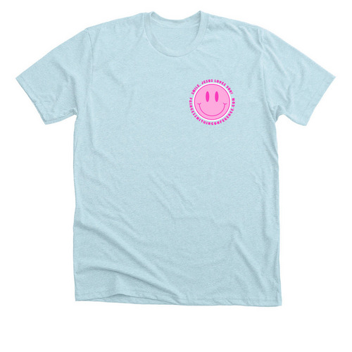 Smile, Jesus Loves You!, a Heather Ice Blue Premium Unisex Tee