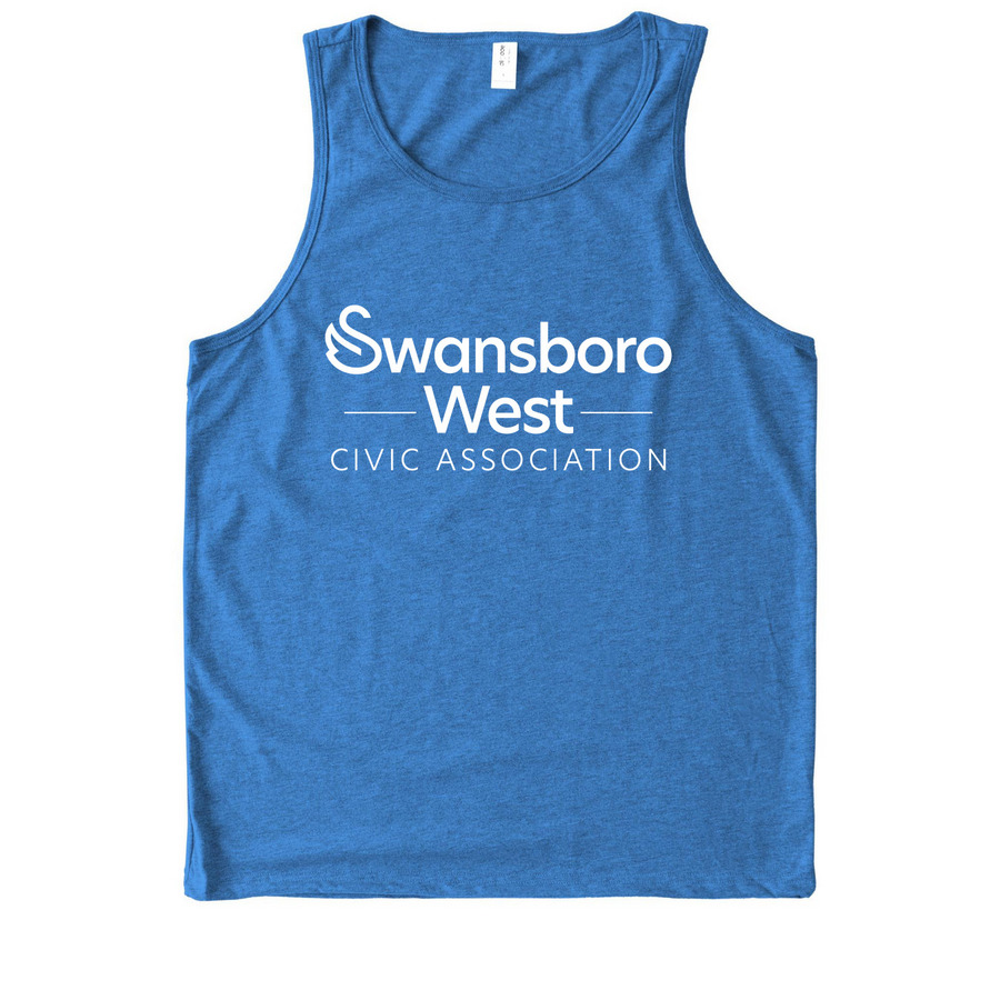SWCA T-Shirts - White Logo on Front, a Azure Blue Allmade Eco Triblend Tank