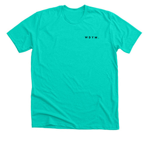 W.D.Y.M black, a Heather Sea Green Premium Unisex Tee