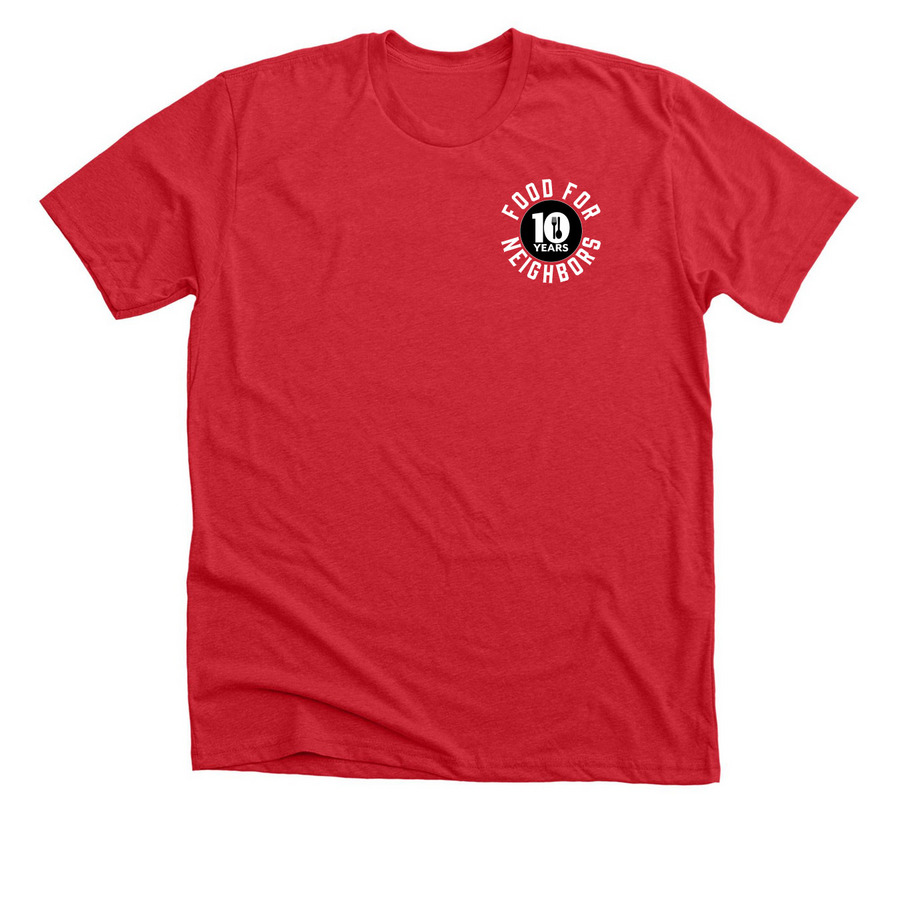 10 Year Anniversary T-Shirts and Sweatshirts, a Heather Red Premium Unisex Tee