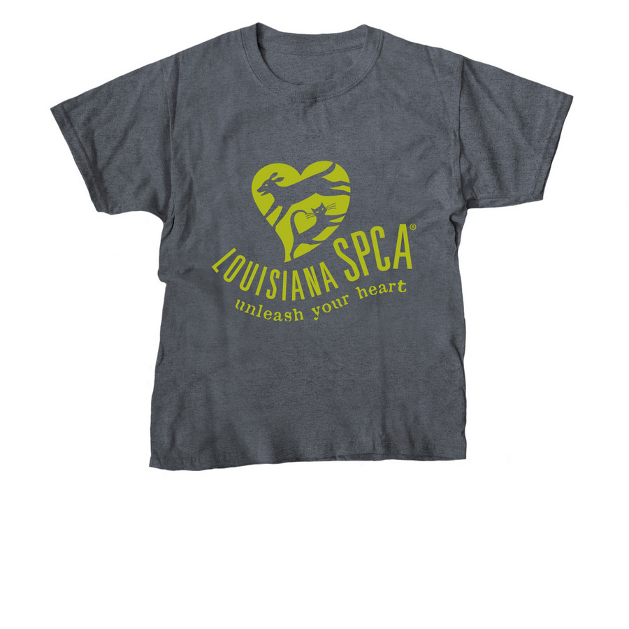 LASPCA Green Logo, a Dark Heather Youth Unisex Tee