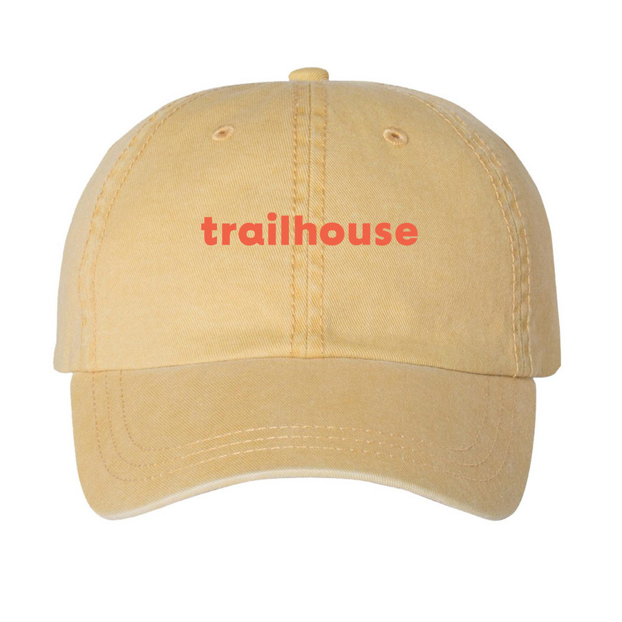 Trailhouse Baseball Cap, a Mustard Printed Pigment Dye Baseball Cap