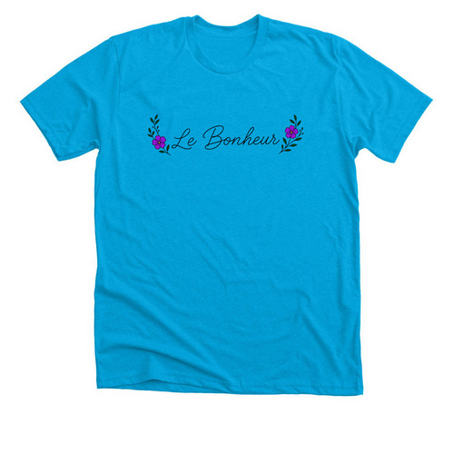 Le Bonheur Spine, a Neon Blue Premium Unisex Tee
