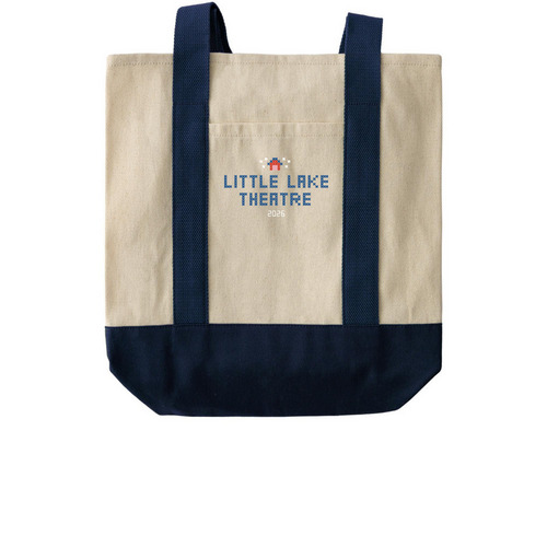 Grocery Tote, a Natural/Navy Two-Tone Grocery Tote Bag
