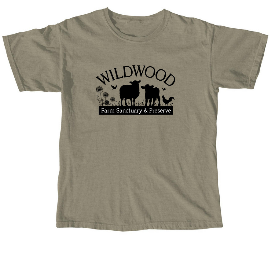 Black Wildwood Logo, a Sandstone Comfort Colors Unisex Tee