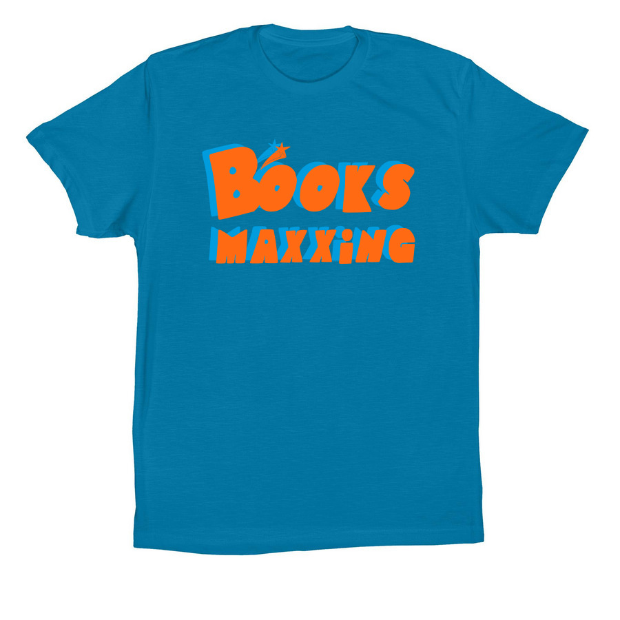 BOOKSMAXXING, a Electric Blue Premium Cotton Tee
