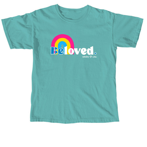 Pansexual Flag Beloved Shirt, a Seafoam Comfort Colors Unisex Tee