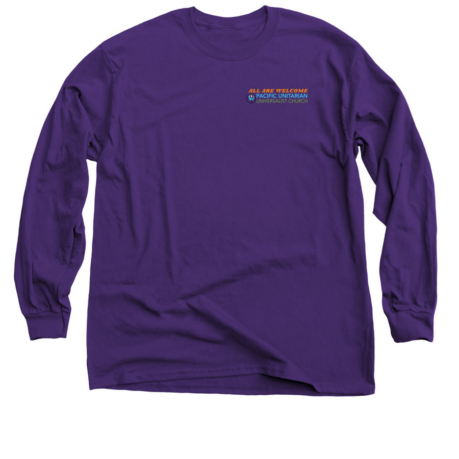 FINAL! PUC Logo/quote front Graphic back, a Purple Classic Long Sleeve Tee