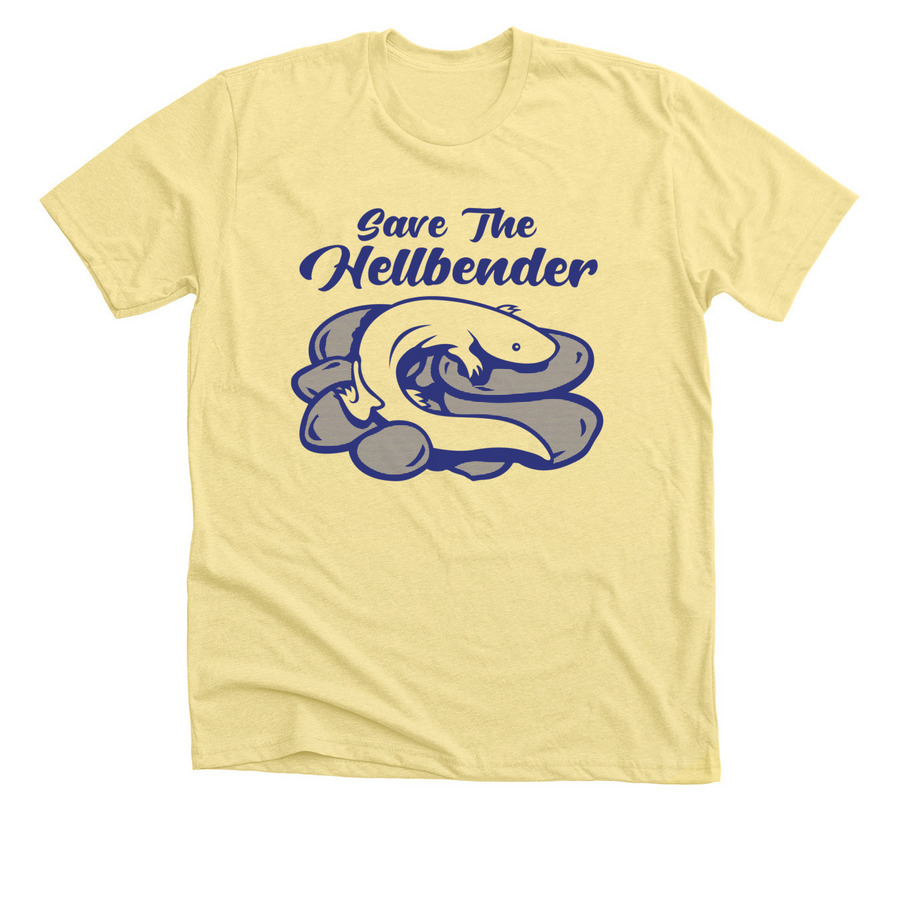 Save the Hellbender- Dark Graphic Shirts, a Heather Yellow Gold Premium Unisex Tee