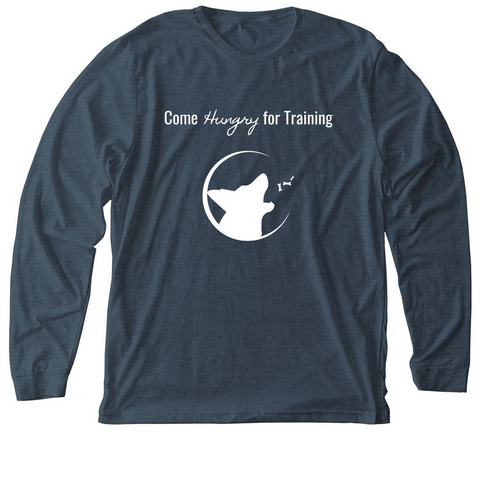 Hungry For Training, a Heather Slate Premium Long Sleeve Tee