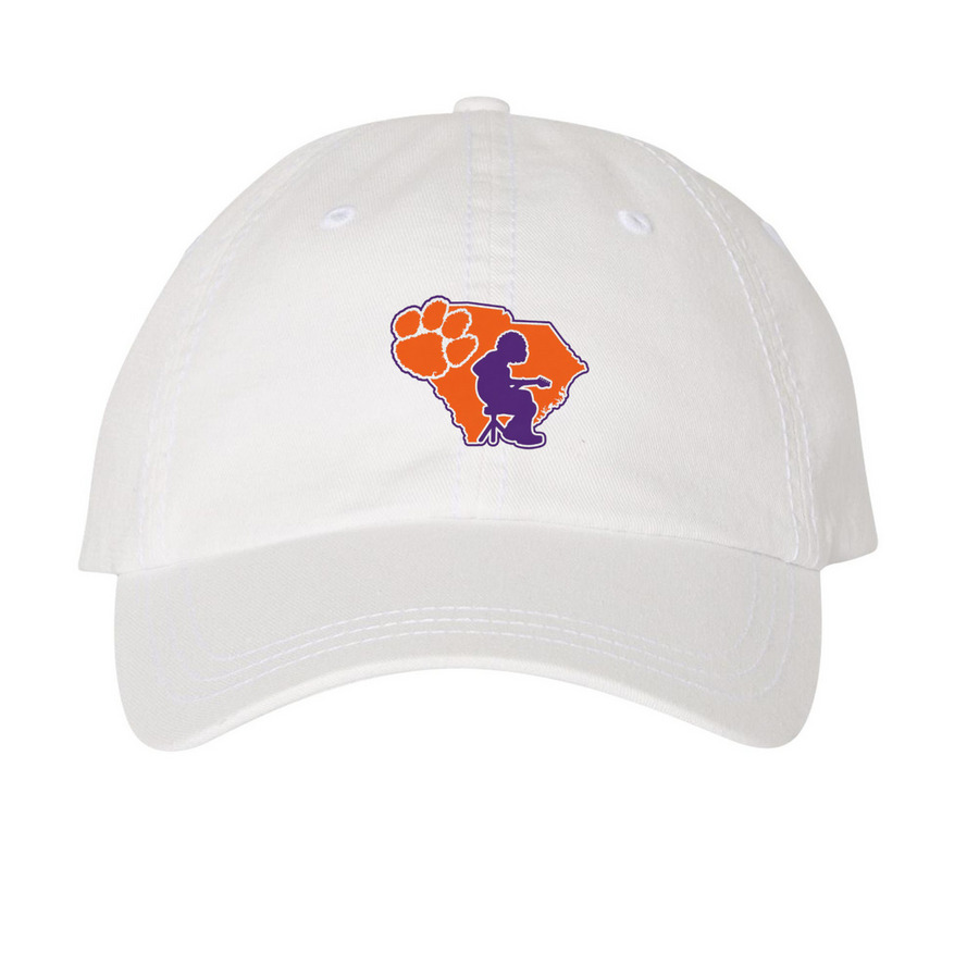 Clemson Mikey Hat, a White Printed Pigment Dye Baseball Cap