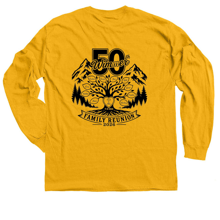 Classic Adult Long Sleeve 2 Sided, a Gold Classic Long Sleeve Tee (back-view)