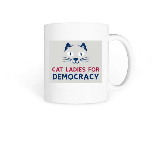 Cat Ladies for Democracy Mug, a White Coffee Mug