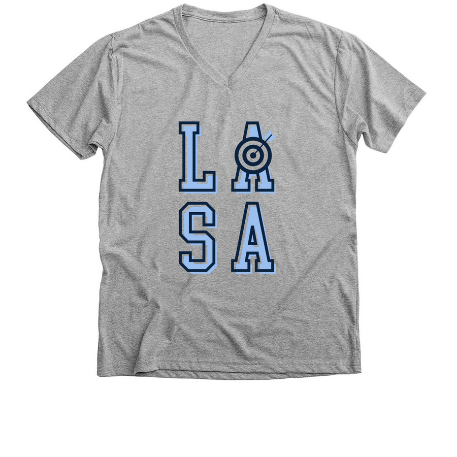 LASA stacked target apparel, a Athletic Heather Premium V-Neck Tee