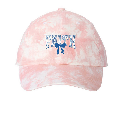 Tie dye pink faith hat, a Light Pink Printed Tie Dye Baseball Hat