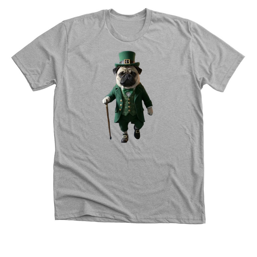 Leprechaun pug, a Athletic Heather Premium Unisex Tee