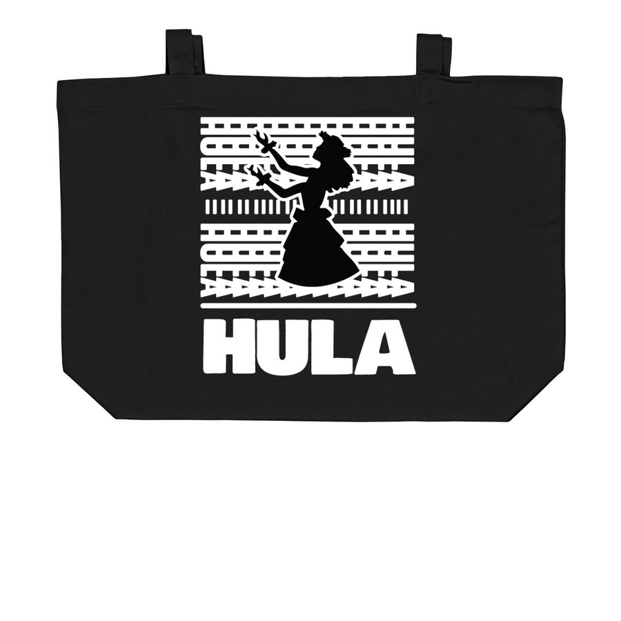 Hula Typographic Tote, a Black Large Organic Cotton Tote Bag