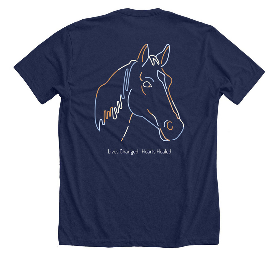 Colorful BHH Horse - Dark Colors&nbsp;, a Solid Navy Blend Premium Unisex Tee (back-view)
