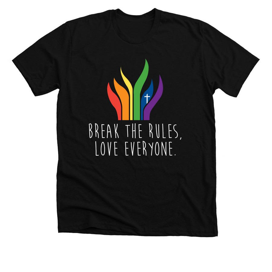 Break the Rules, Love Everyone., a Solid Black Blend Premium Unisex Tee
