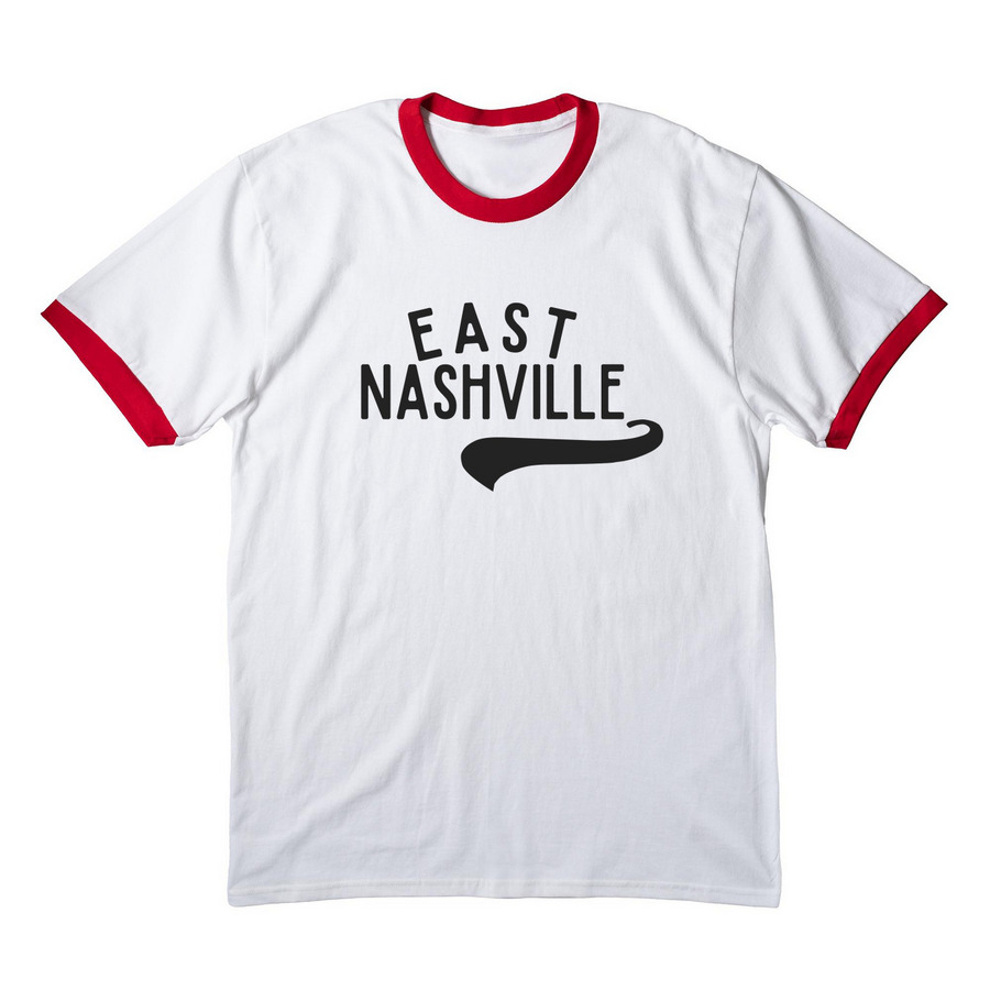 East Nashville&nbsp;, a White/ Red Cotton Ringer Tee